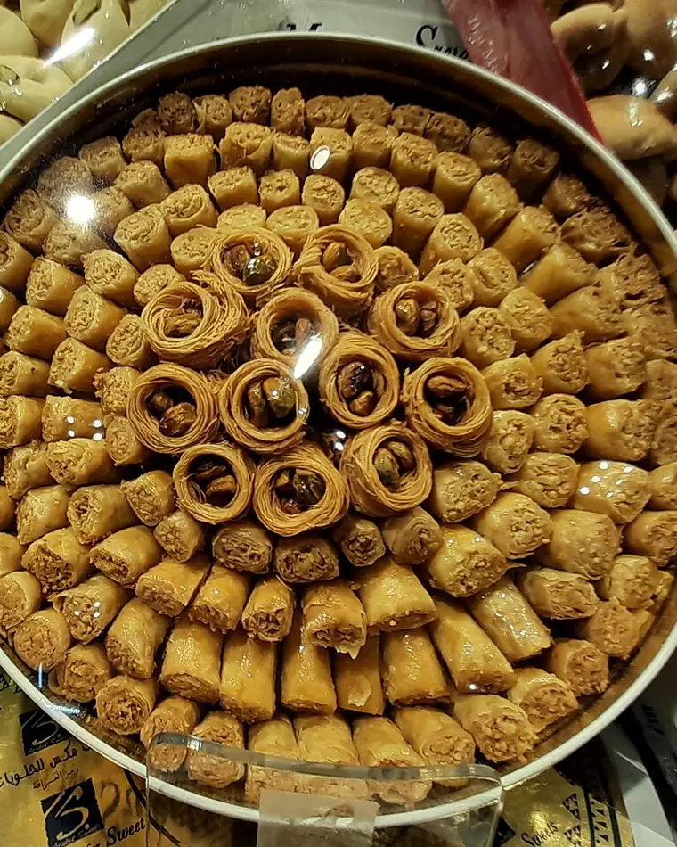 Tray of baklava and Eastern sweets